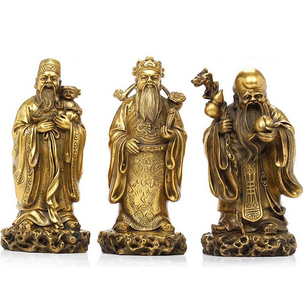 8米全铜福禄寿三星神像雕塑 黄铜福禄寿三星神像定制 福禄寿铜佛像