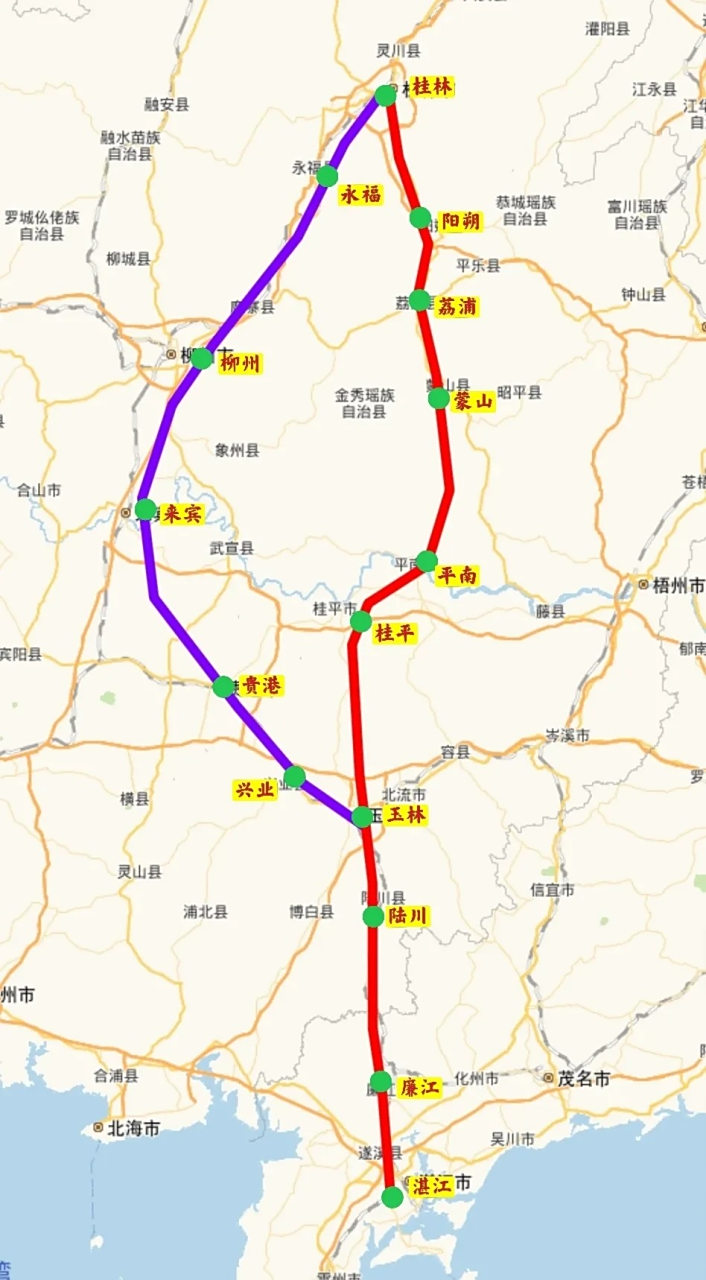 桂湛高铁为二连浩特至湛江高铁通道重要组成部分,设计时速350km/h