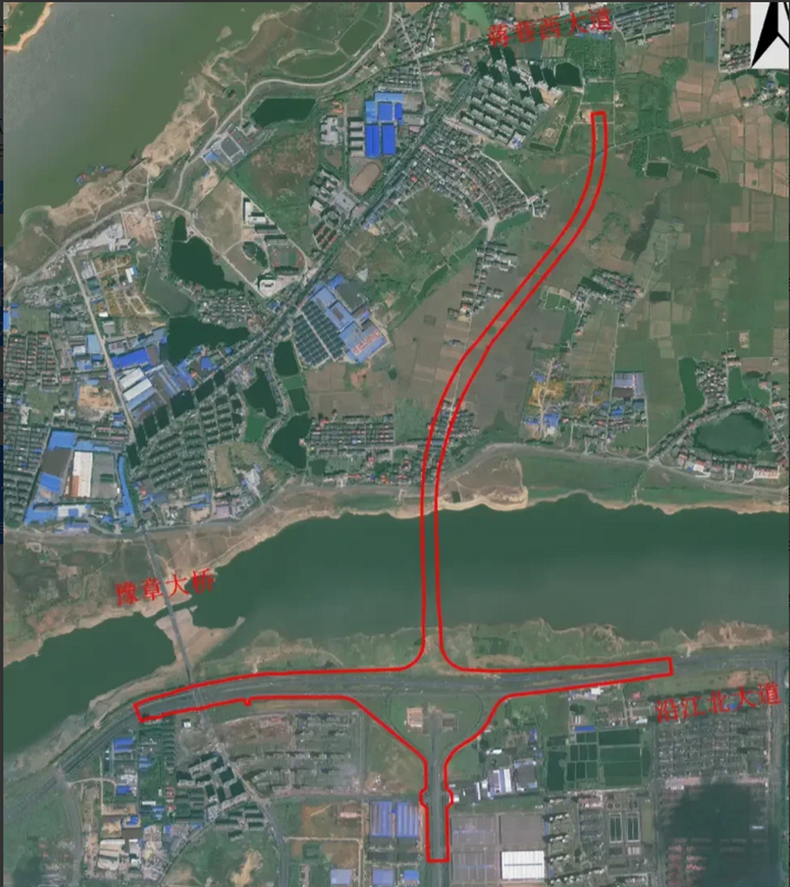 南昌市北二环隆兴大桥地址确定,主要连接南昌县蒋巷镇和高新大道,南昌