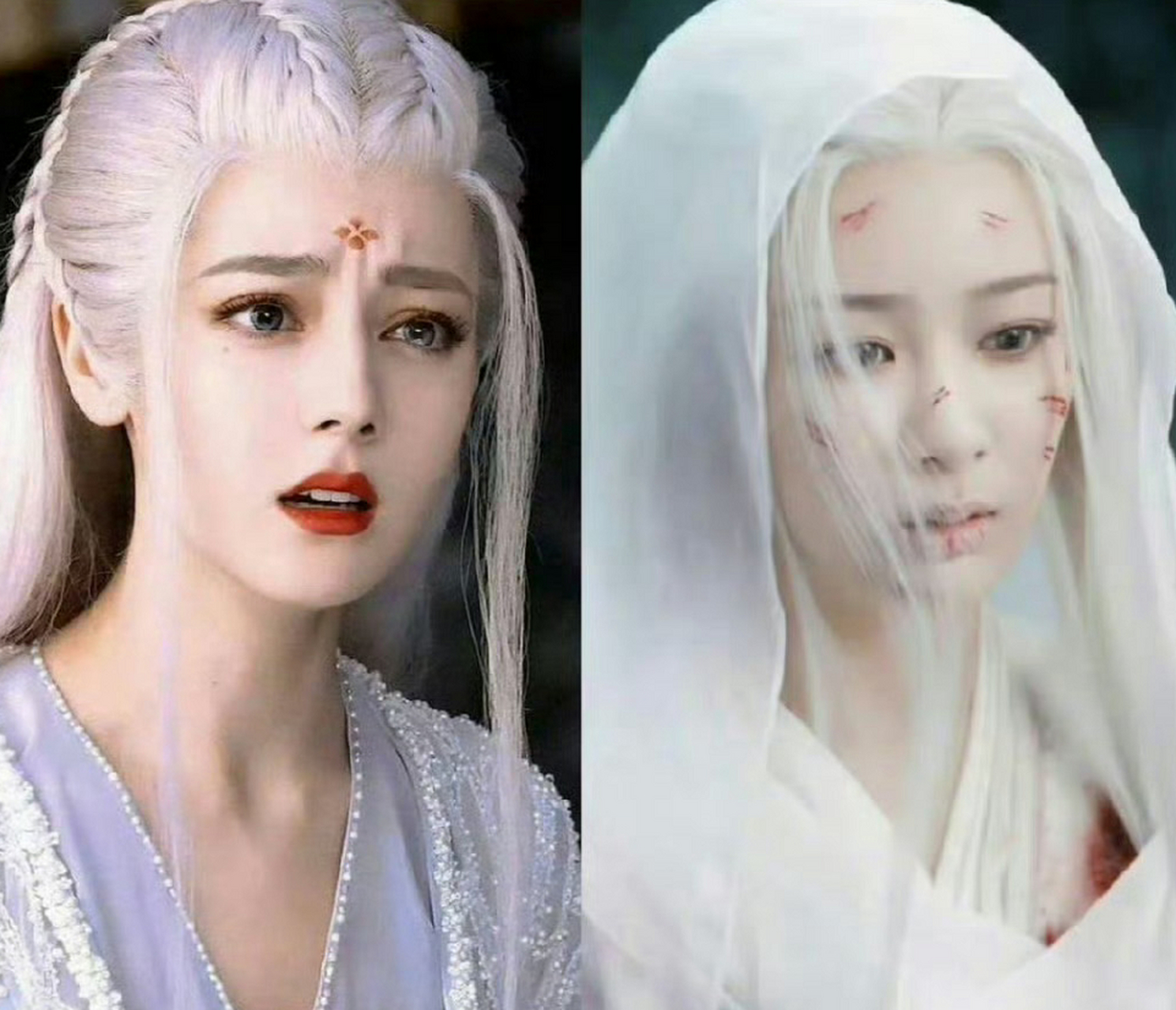 迪丽热巴和杨紫白发造型,各有不同,各有风格!