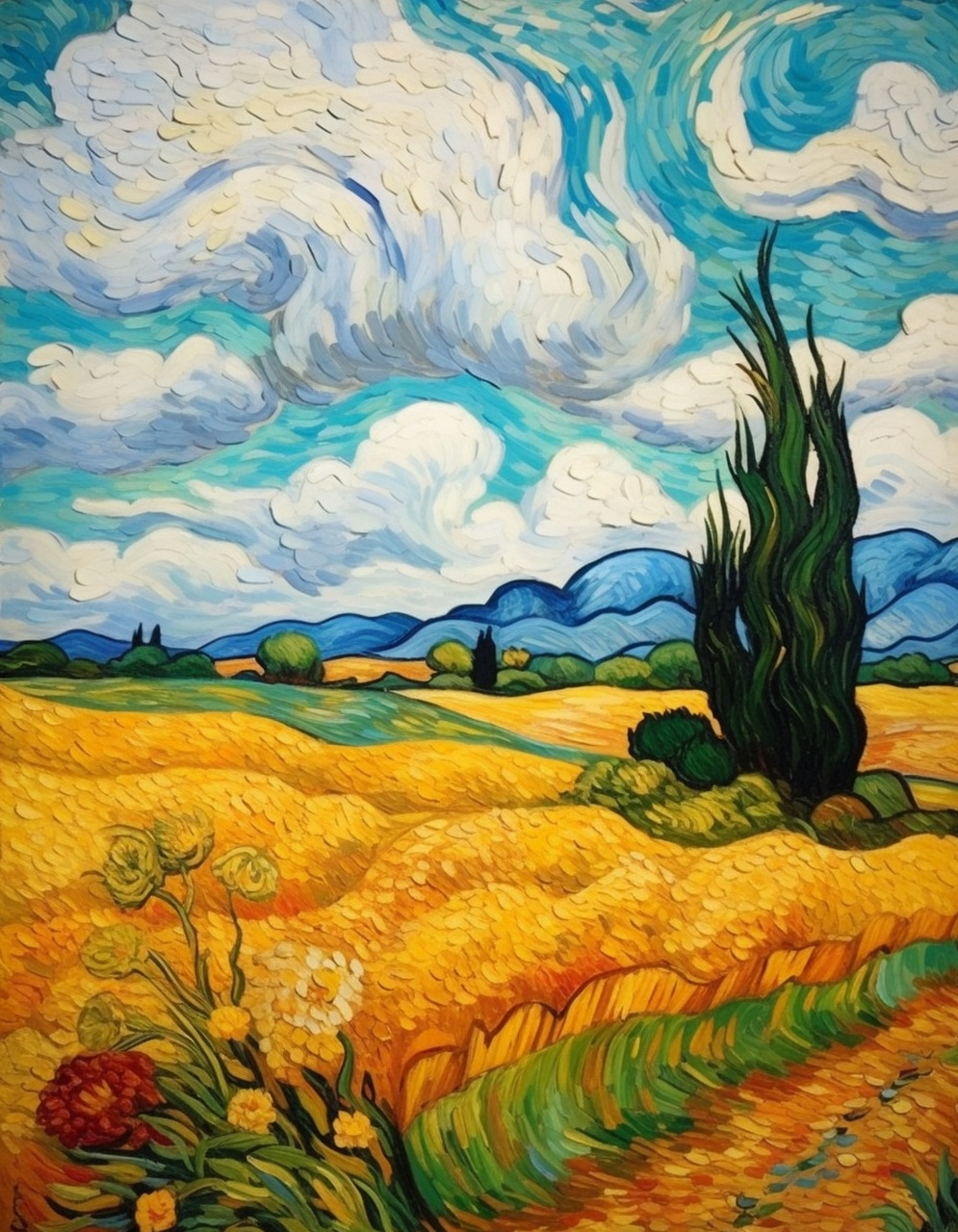 梵高油画风格--van gogh landscape  文森特·梵高,这位荷兰画家,以他