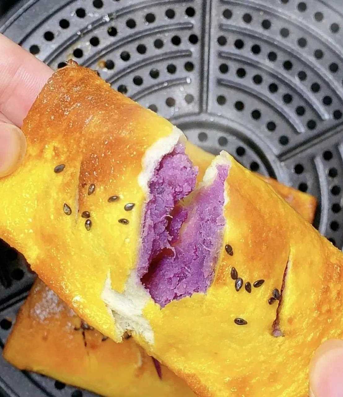 真的好吃赶紧去做.有空气炸锅就能做的吐司芝士紫薯派!好吃到爆炸!