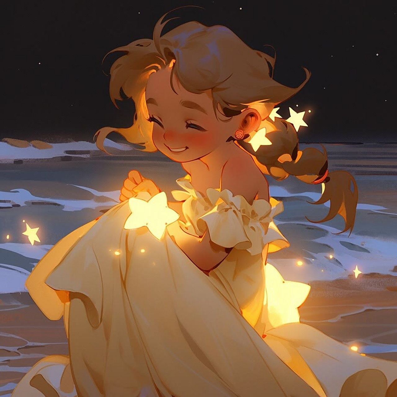 发光的星星女孩治愈头像