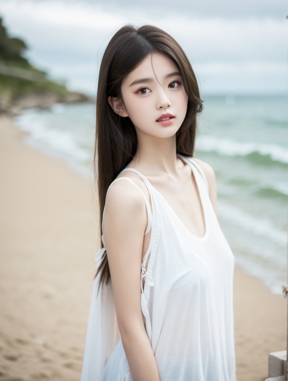 清纯绝色美女海边写真照片 #美女# #养眼美女# #清纯美少女