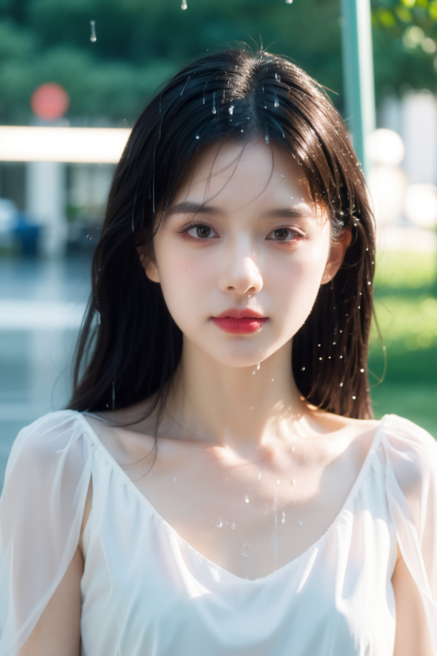 下雨天,淋雨,现代,美女 #ai美女