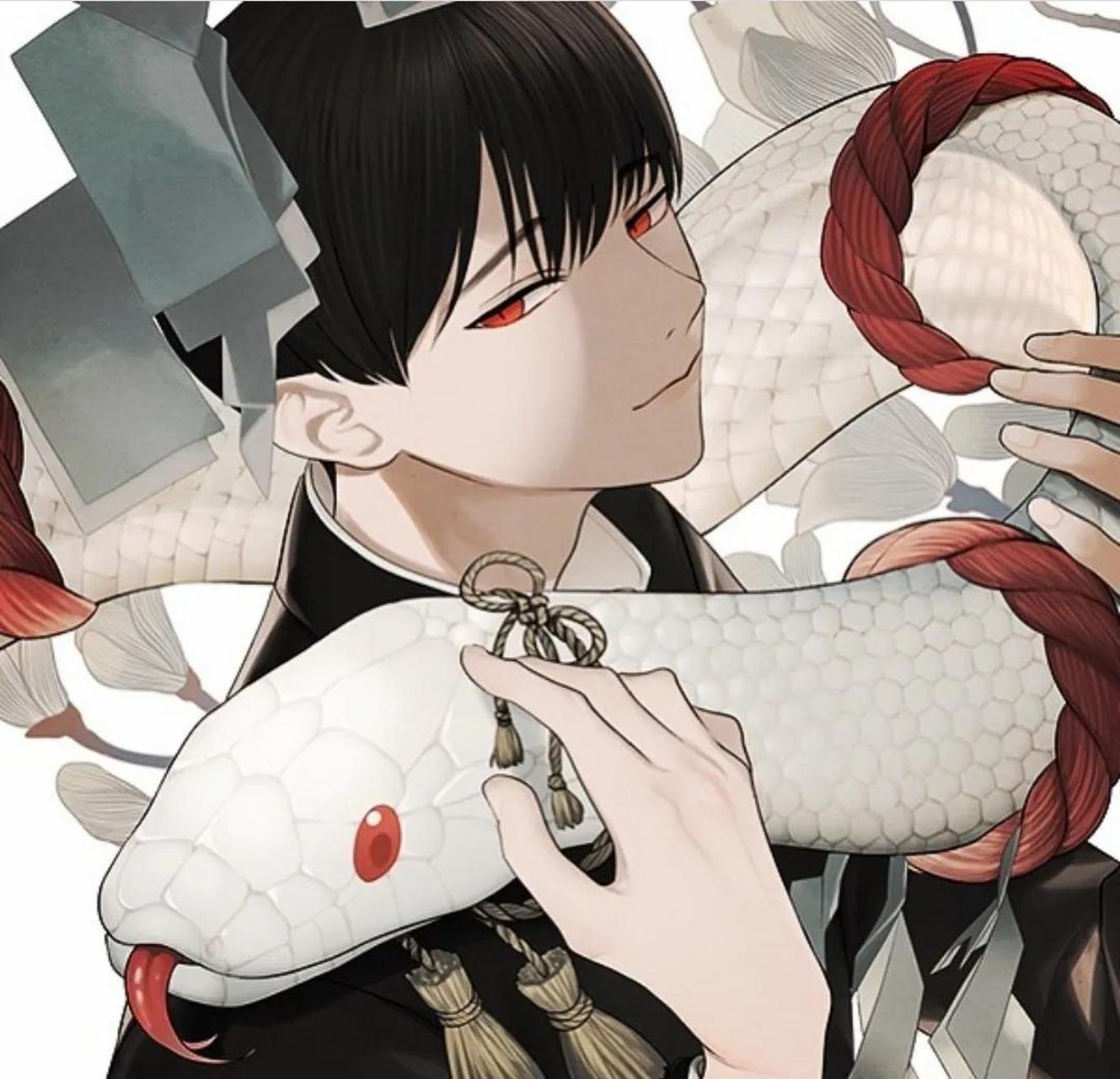 gif创作人# 动漫绘画图片欣赏 蛇系少年  美男与蛇