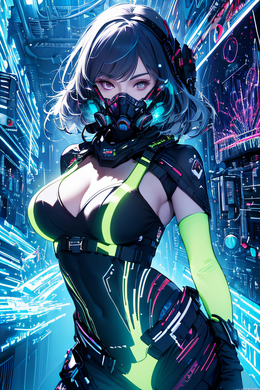 戴上面具,加入战斗.科幻美少女#二次元少女美图