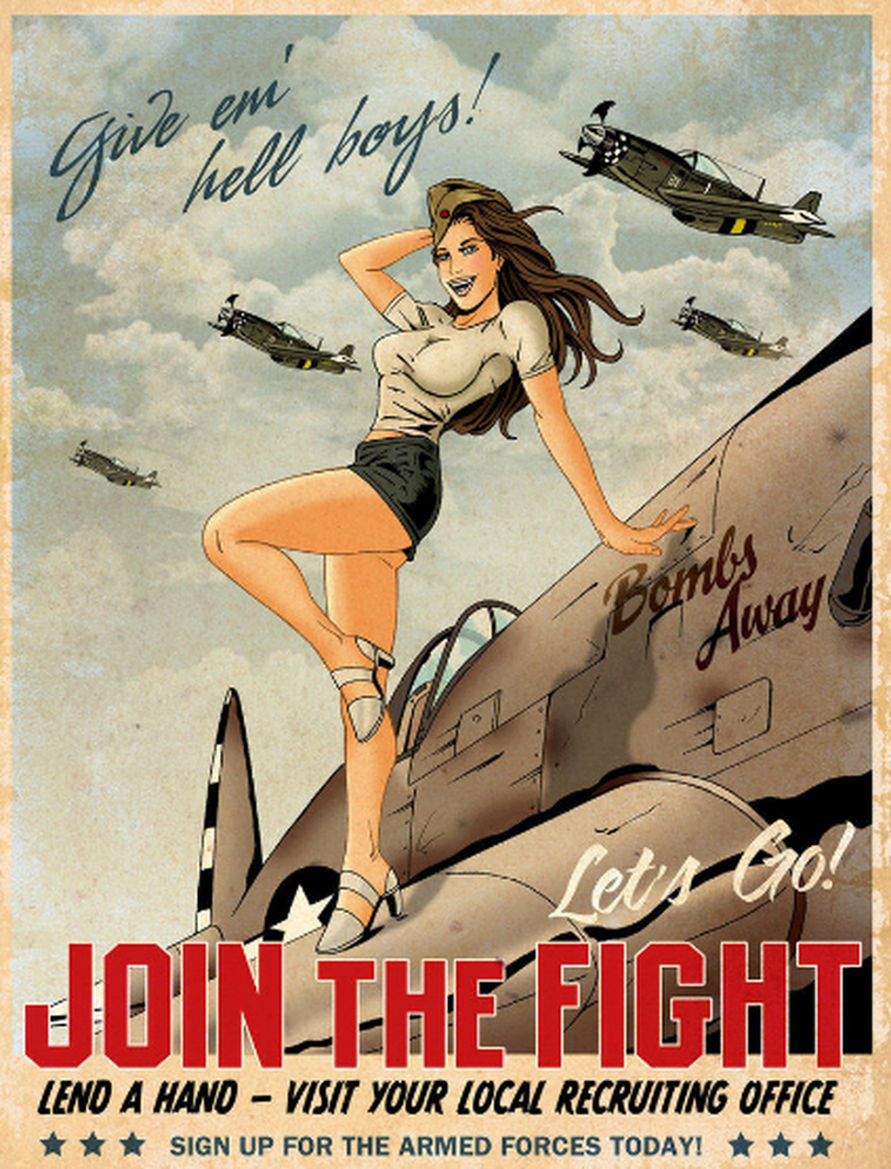 几张内容夸张的二战美国征兵海报,但要指出的是,这些海报非常吸引人
