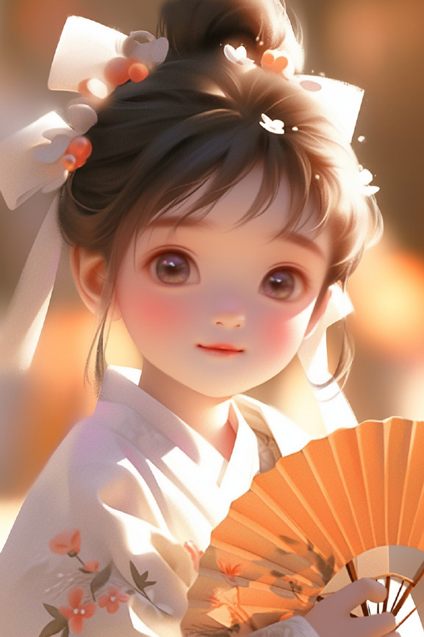 国潮风手握折扇小美人可爱壁纸 676767