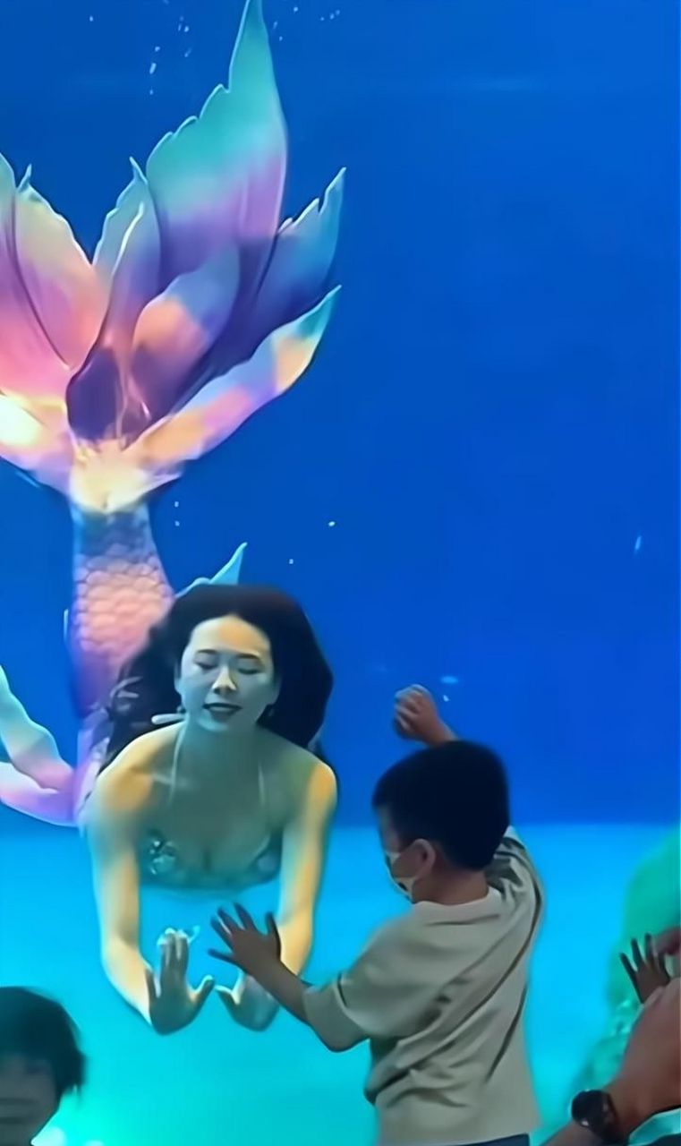 绝对是为了满足孩子看美人鱼的请求,我只勉为其难陪他去看