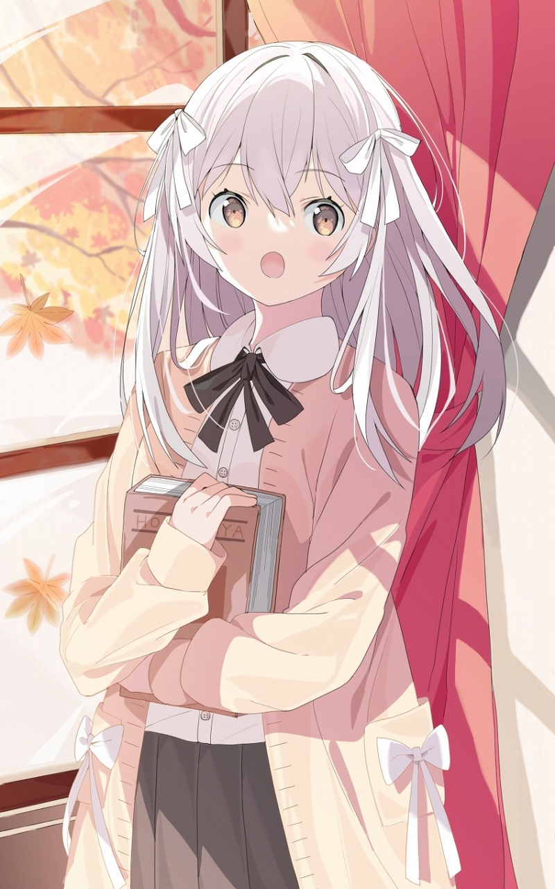 爱读书的银发女孩#二次元分享
