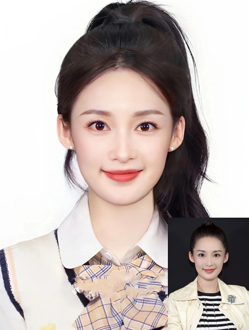 明星证件照之李沁特辑  我今天为李沁修缮了一张漂亮的证件照片,一直