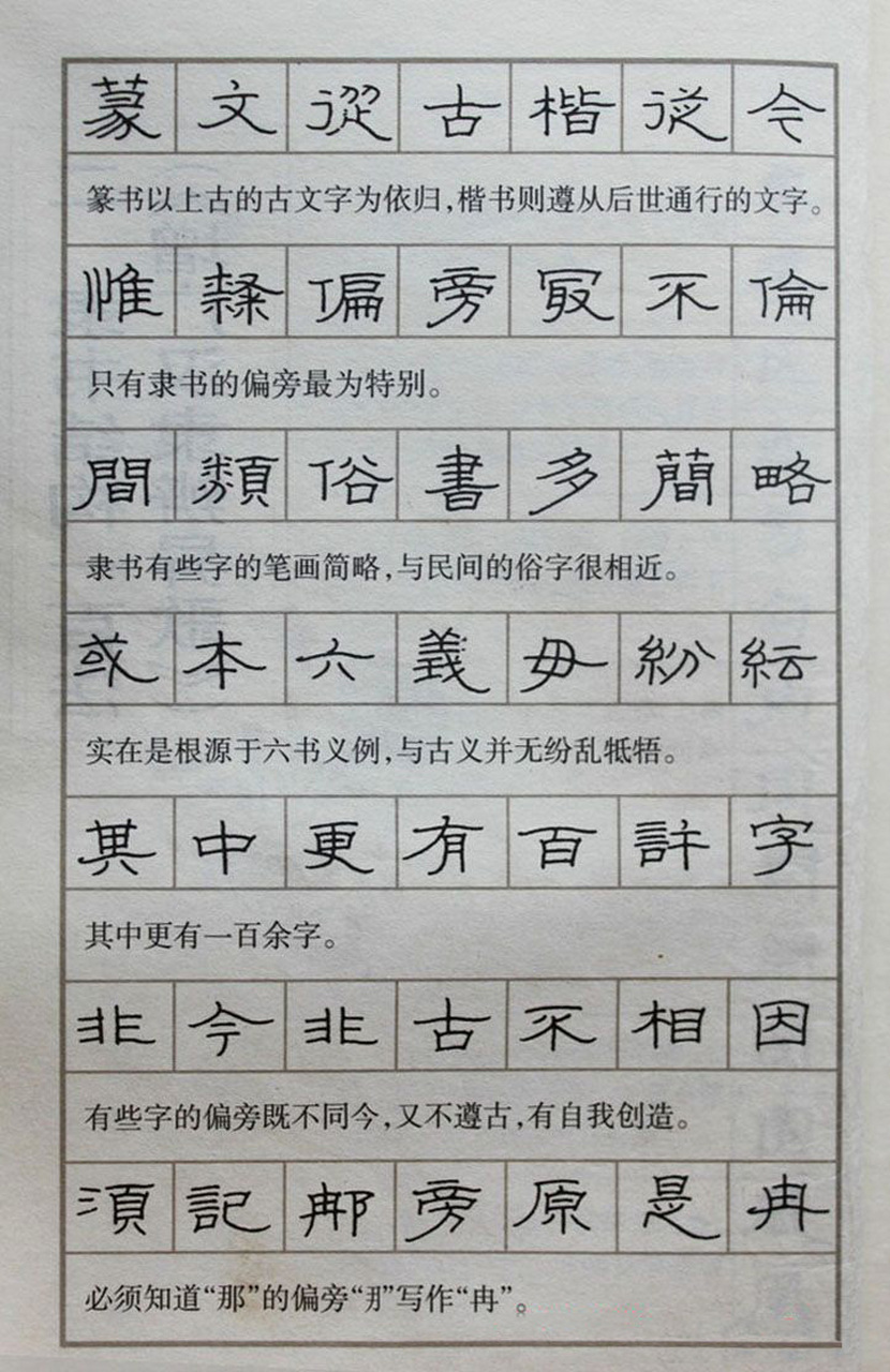 硬笔书法隶书结构一百法增广汉隶辨异歌.#隶书