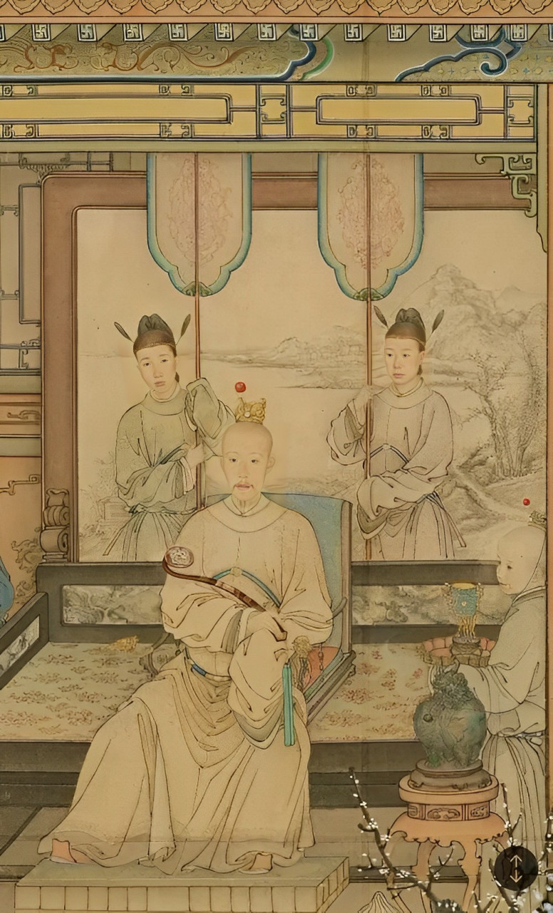 清代名画《弘历古装坐像》 我有个问题乾隆穿的是汉服吗?