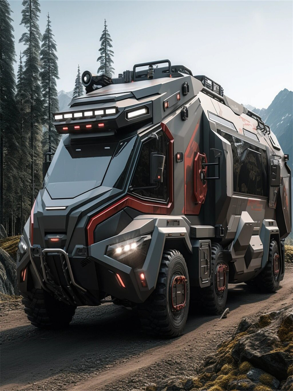 赛博朋克超级房车  赛博朋克款超级房车的外观设计独特,充满了未来感