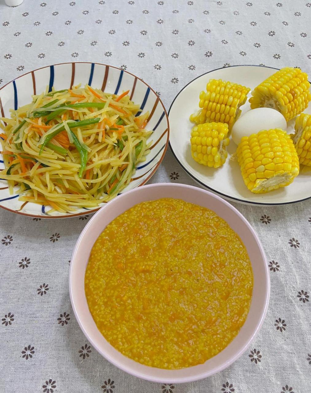 家常月子餐| 早餐05 主食:南瓜粥99|煮鸡蛋 粗粮:蒸玉米99| 菜