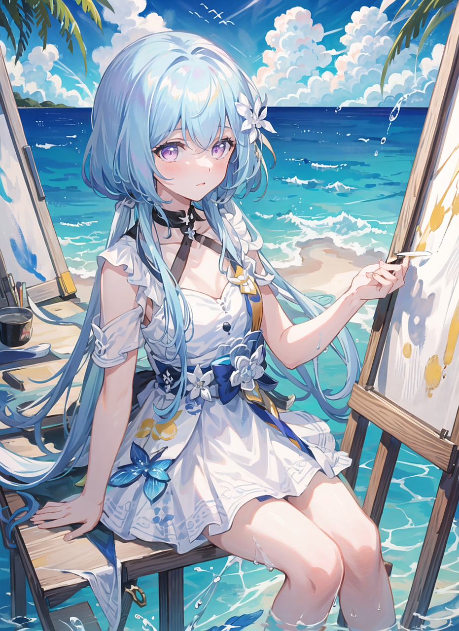 坐在海边的格蕾修[开心]    #崩坏3