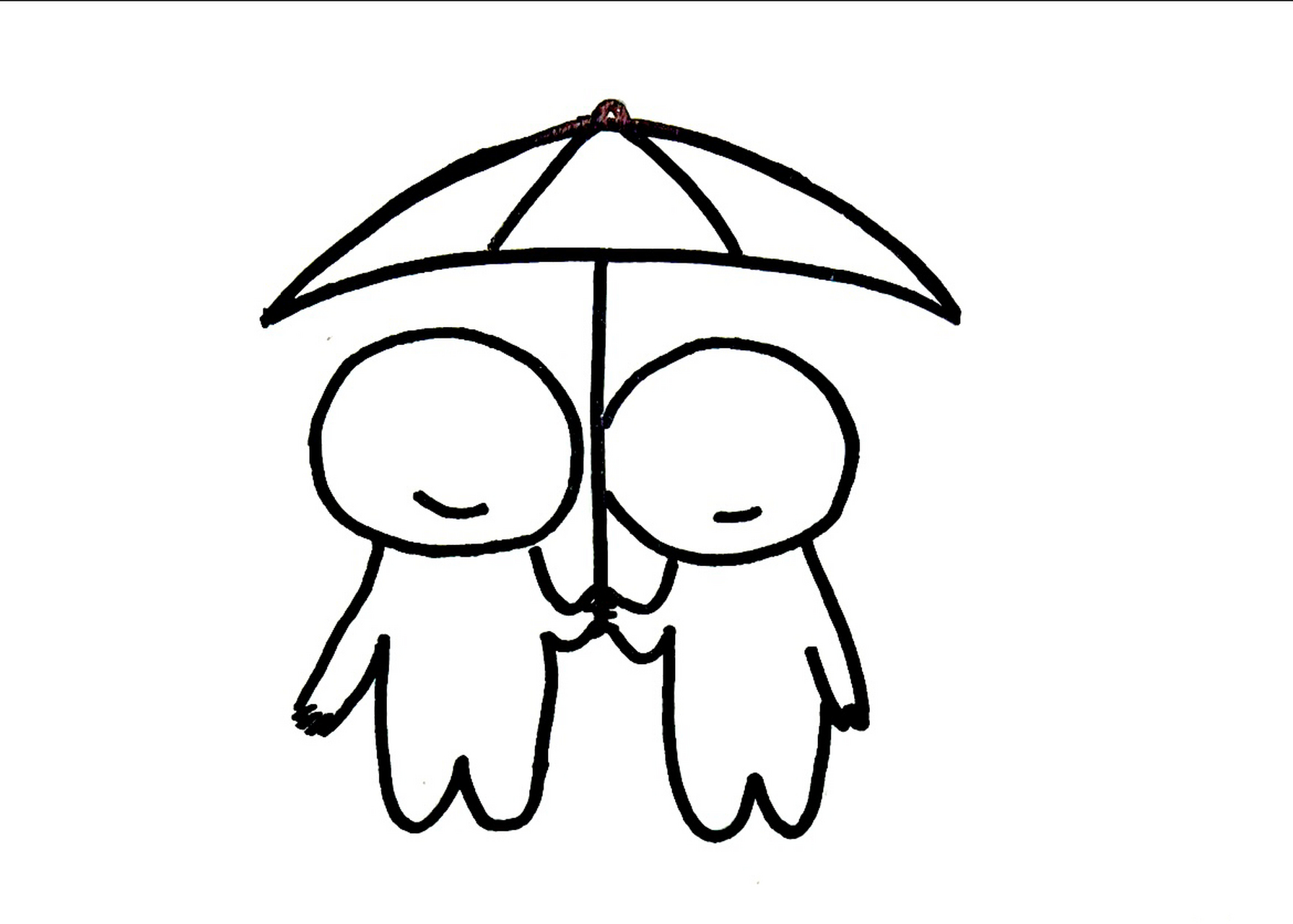 喜欢下雨天和你同在一把伞下 #简笔画# #恋爱