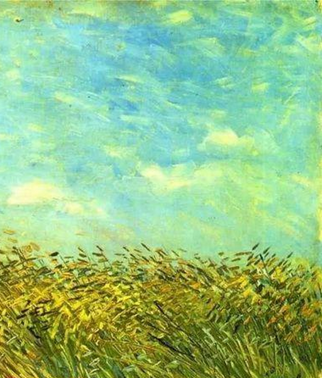 《麦田上的云雀》布面油画 画于1887年夏天, 此画一见即令人联想到他