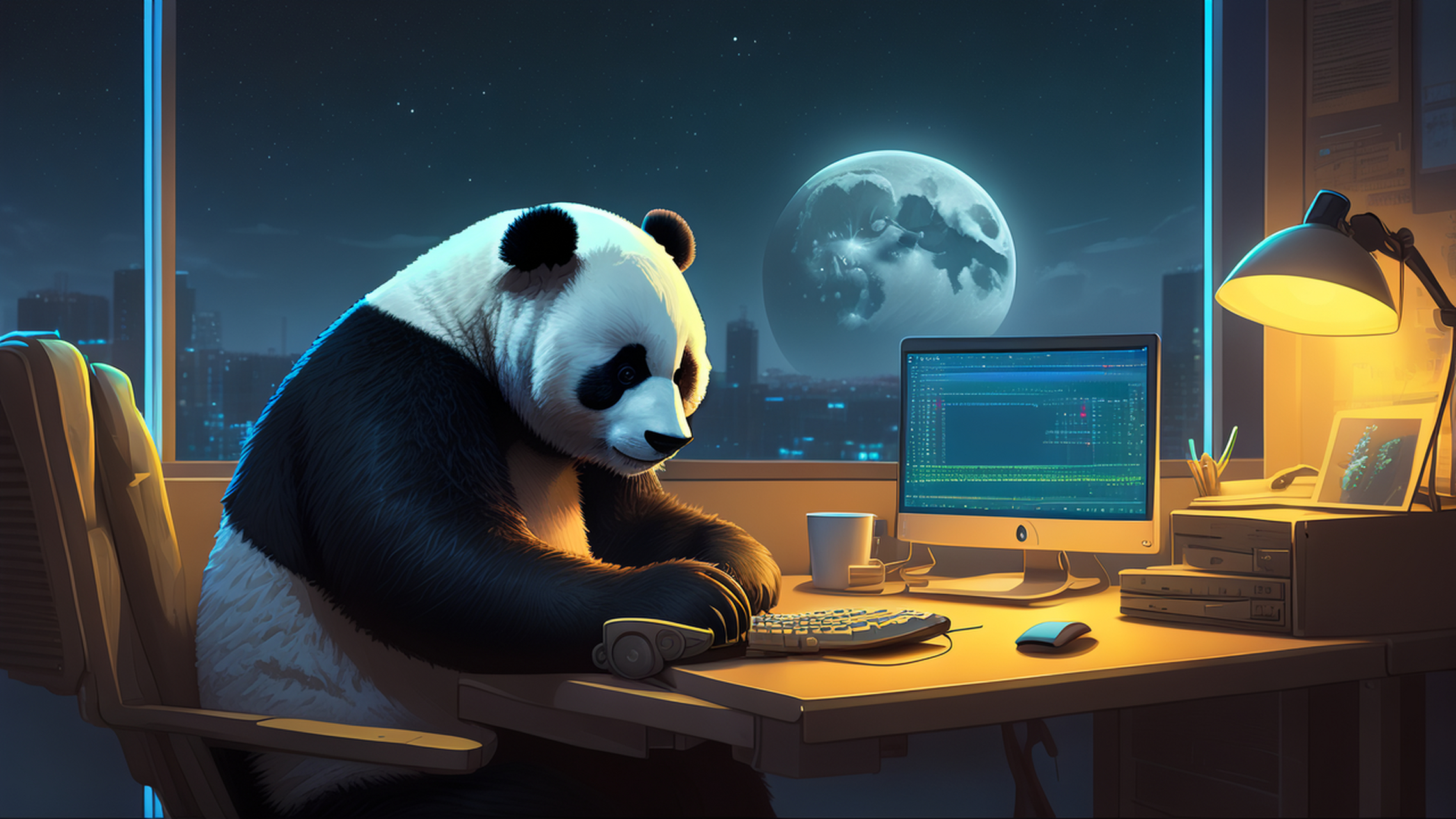 用ai画了一组程序员横版壁纸,你们觉得可爱吗?