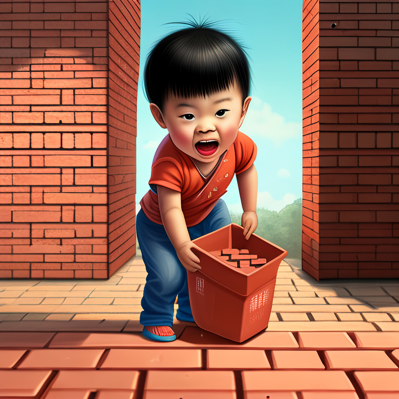 搬砖的小孩#百度ai绘图黑科技