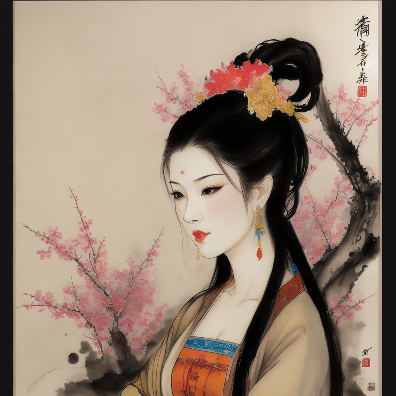 百粉冲刺赛# #ai绘画# #斗罗大陆# 千仞雪唐朝美女图