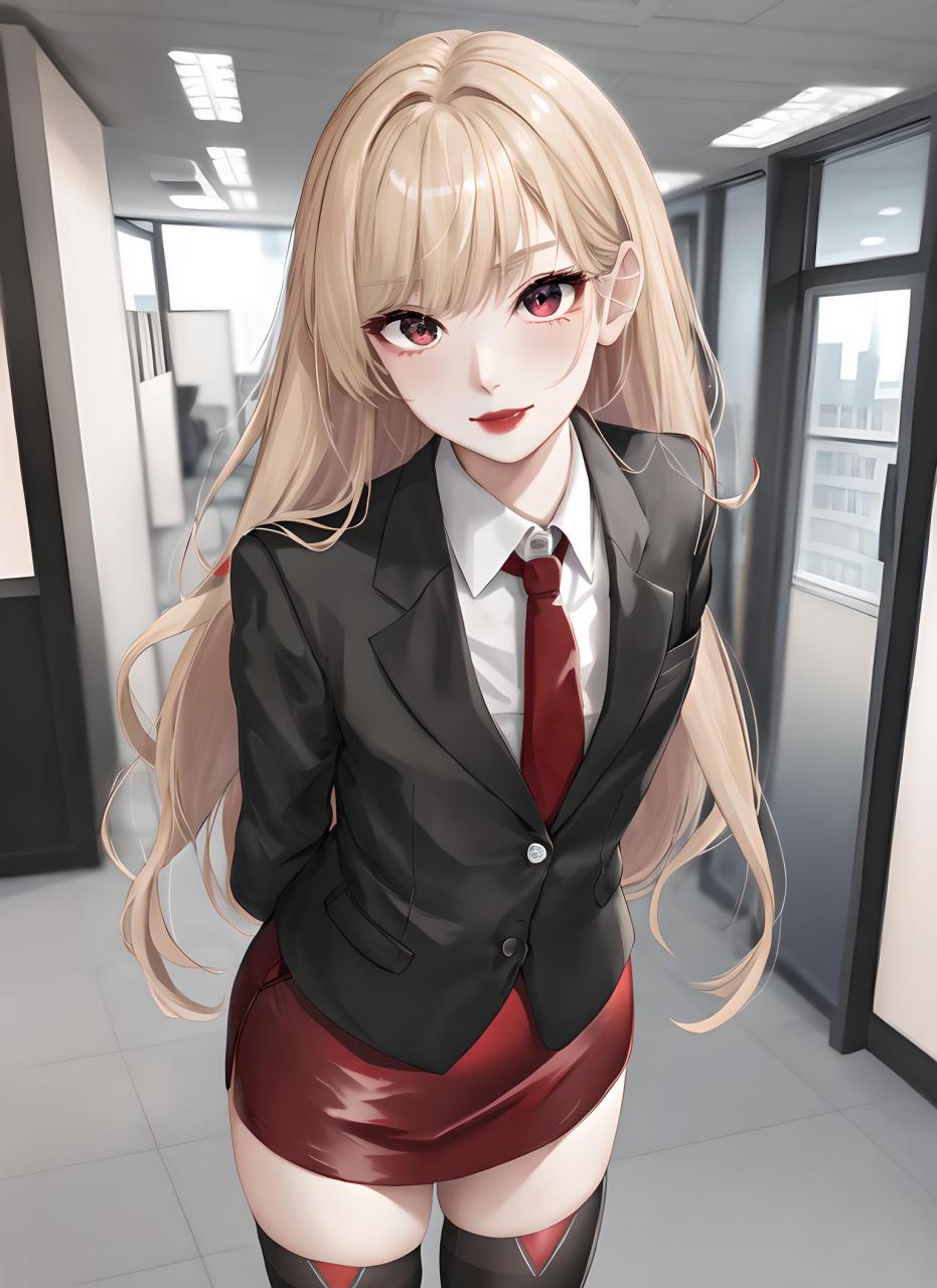 二次元制服控  动漫壁纸 改良版二次元厚涂风的制服姐姐,她的金色长发