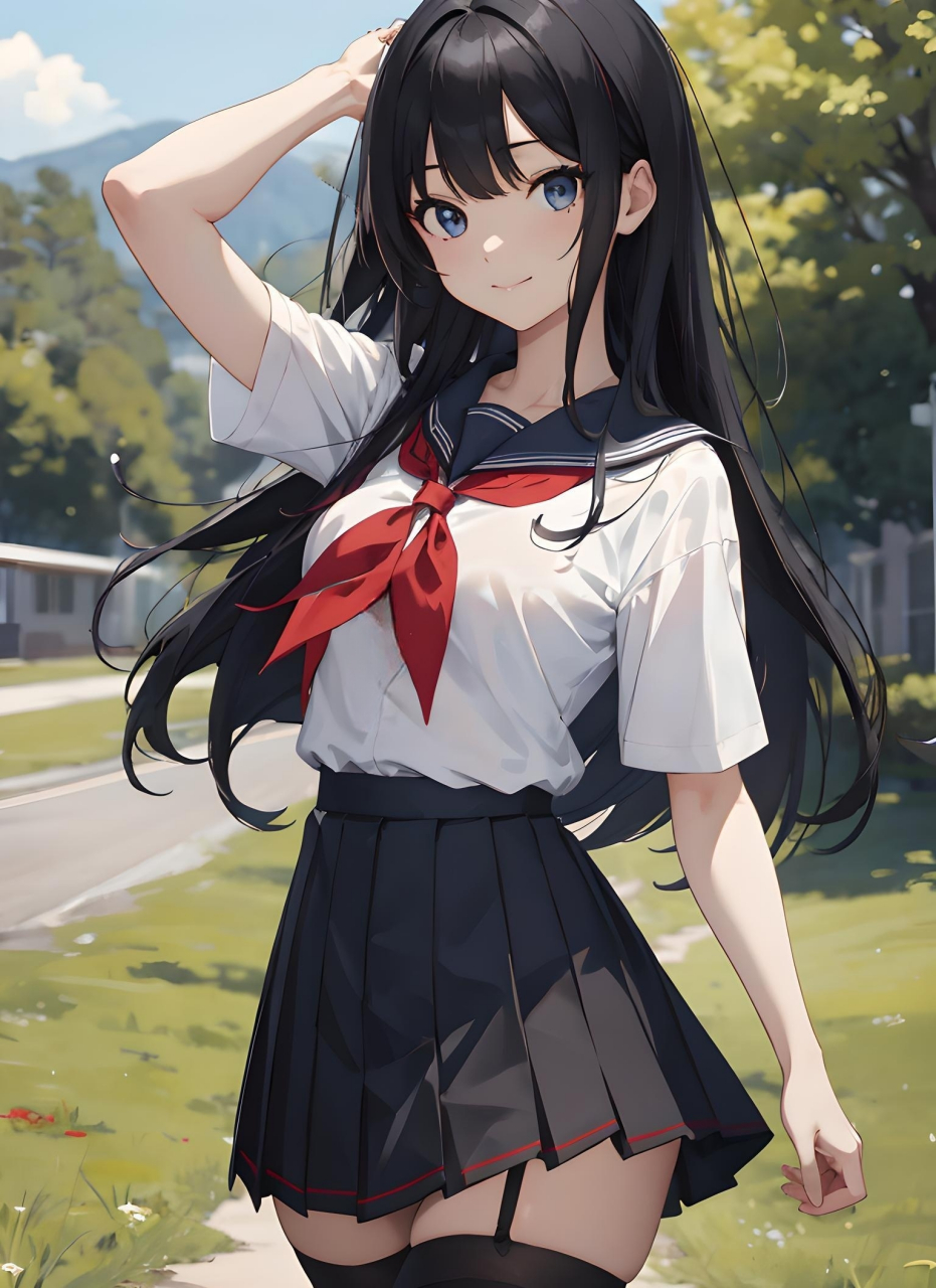 日漫二次元校园风萝莉 日漫二次元校园风萝莉,她黑色的长发如夜空中的