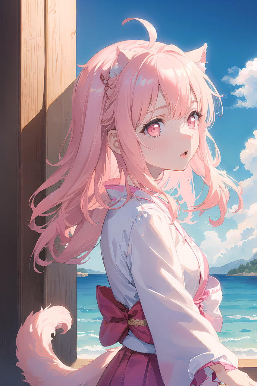 粉毛猫耳娘[期待]  #猫耳娘# #二次元美图