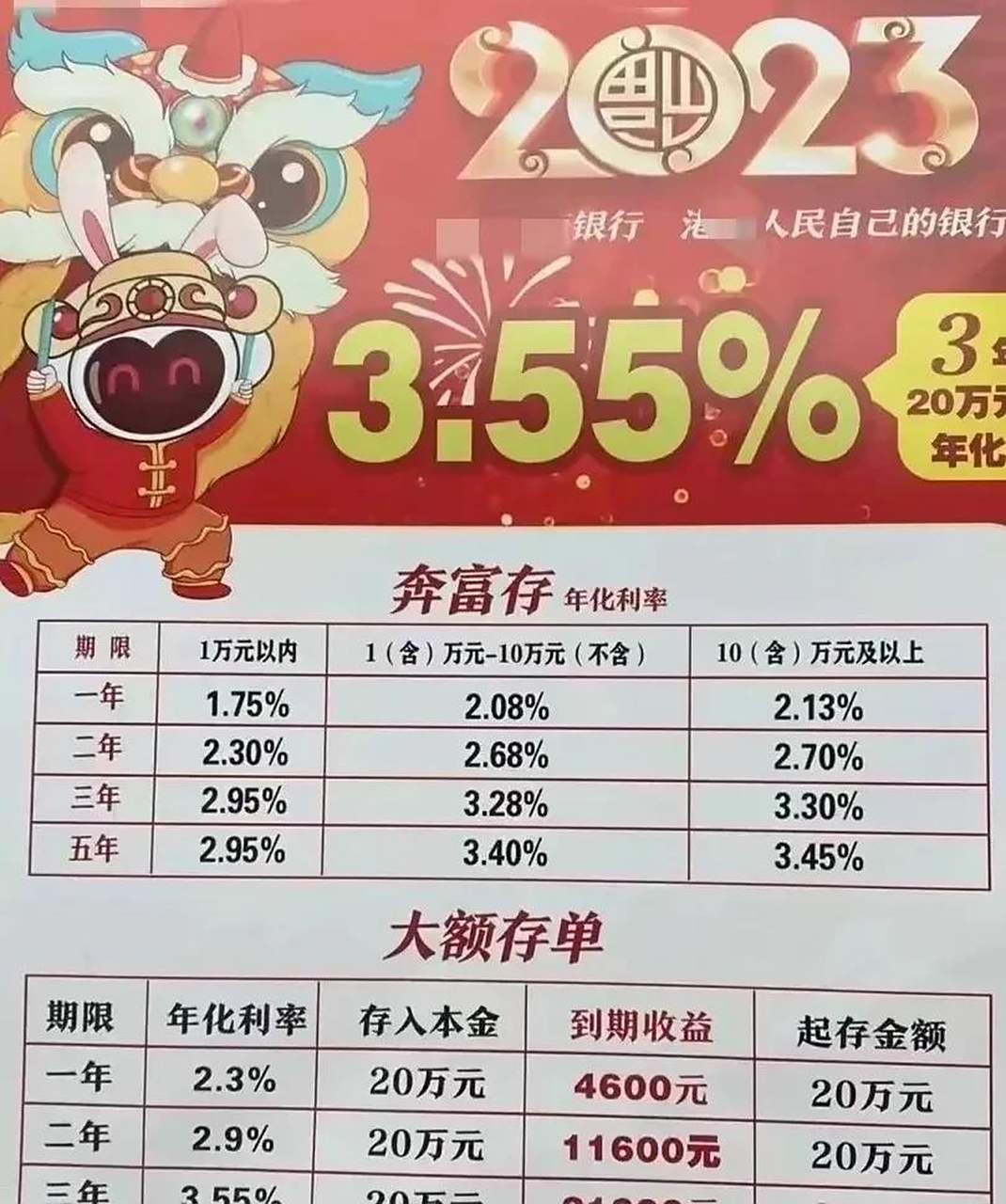 3年期利率3.55%的大额存单来了!