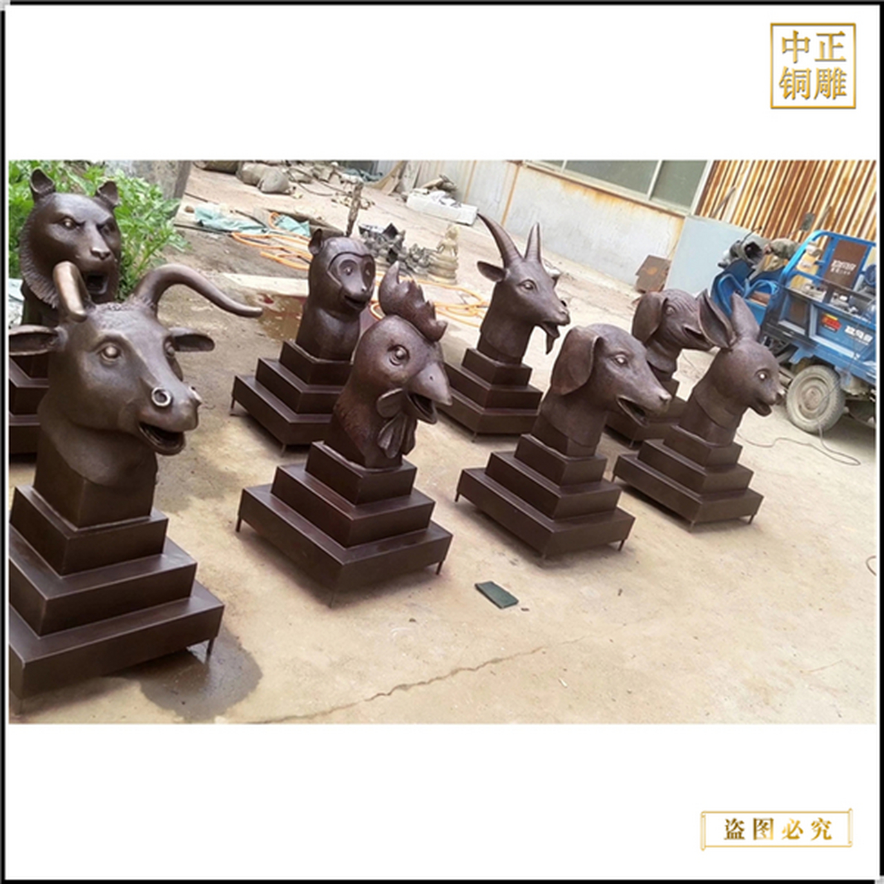 纯铜十二生肖铸造订购 十二生肖之铜公鸡雕塑 十二生肖定制全套