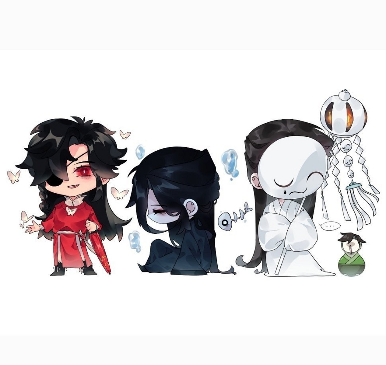 天官赐福# q版四大害,好可爱!戚容:你礼貌么?画师: chocochip_an