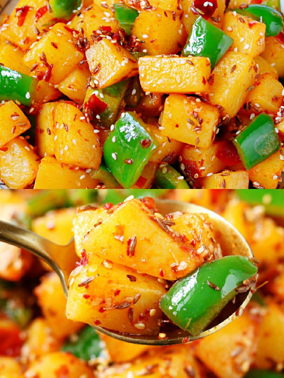 好吃到舔盘的香辣孜然土豆丁    [樱花]简单又下饭 今天分享土豆的