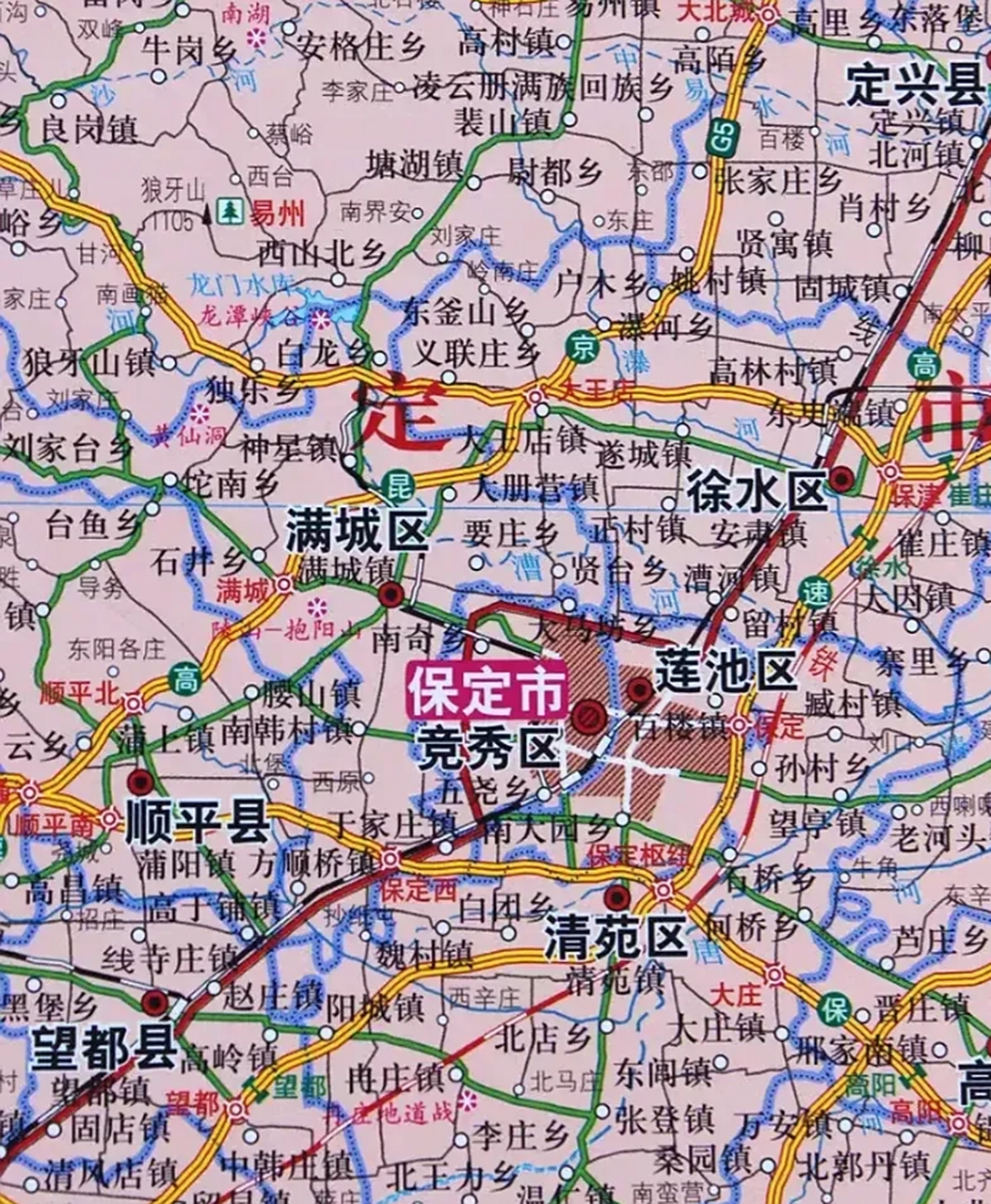 保定不仅下辖的县多,市辖区也多,不过周边的满城,徐水,清苑三区都是