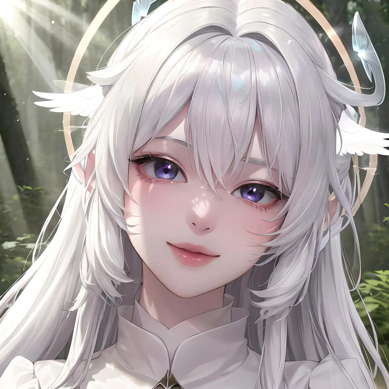 今日萌图,圣洁白毛天使#动漫美女# #ai绘图# #天使# #白毛控