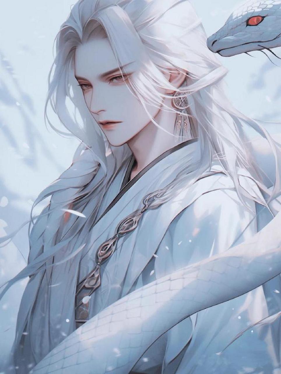 古风"蛇神"白衣少年头像 676767 #古风插画# #古风小分队