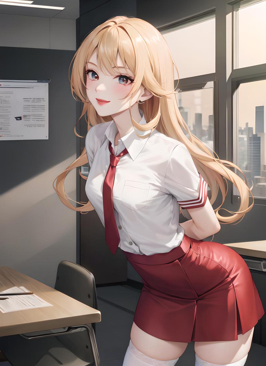 动漫壁纸--白衬衫金发小姐姐 她身穿一件洁白的衬衫,简约而靓丽.