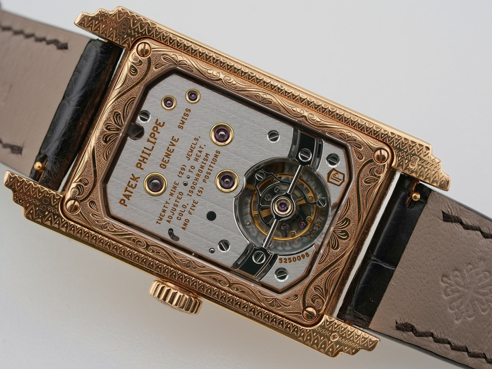 百达翡丽#手工雕花方形陀飞轮ref.5101,搭载机芯cal.