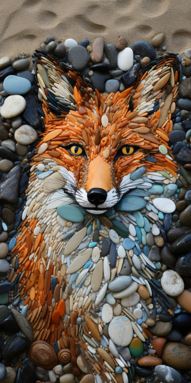 用石头拼出来的动物造型,很时生动,太好看了!#ai绘画