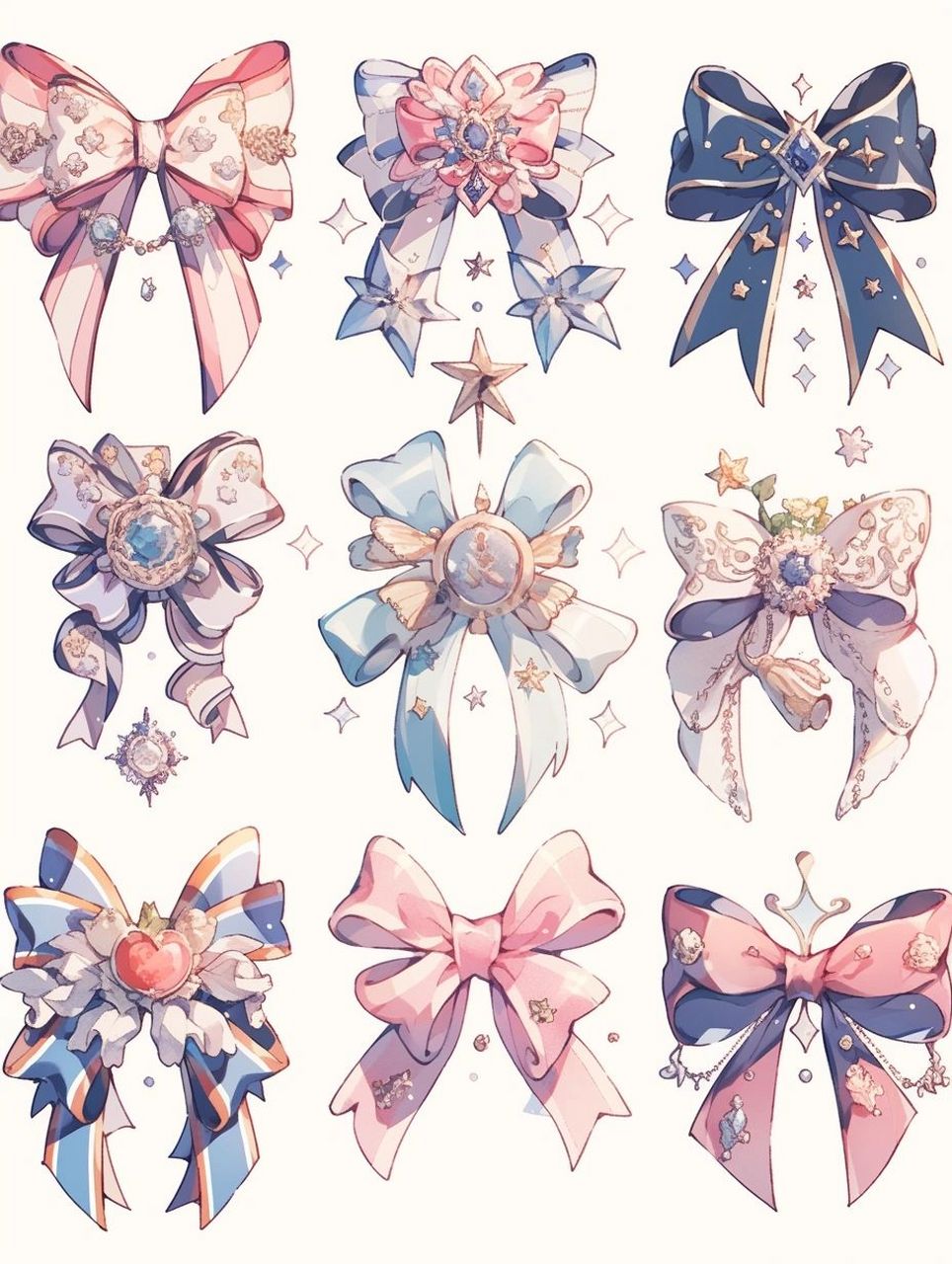 蝴蝶结素材|电子手帐插画素材分享|第一弹  宝藏三连哦