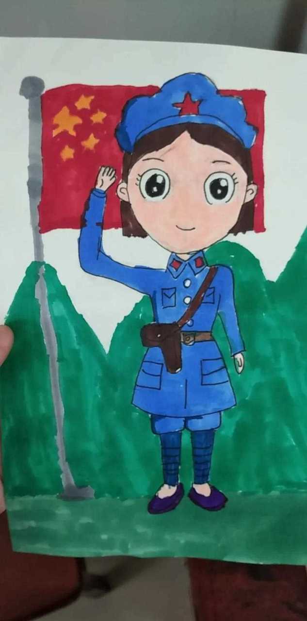 女儿画的画,她说是八路军,我问他为什么不是解放军[我想静静]