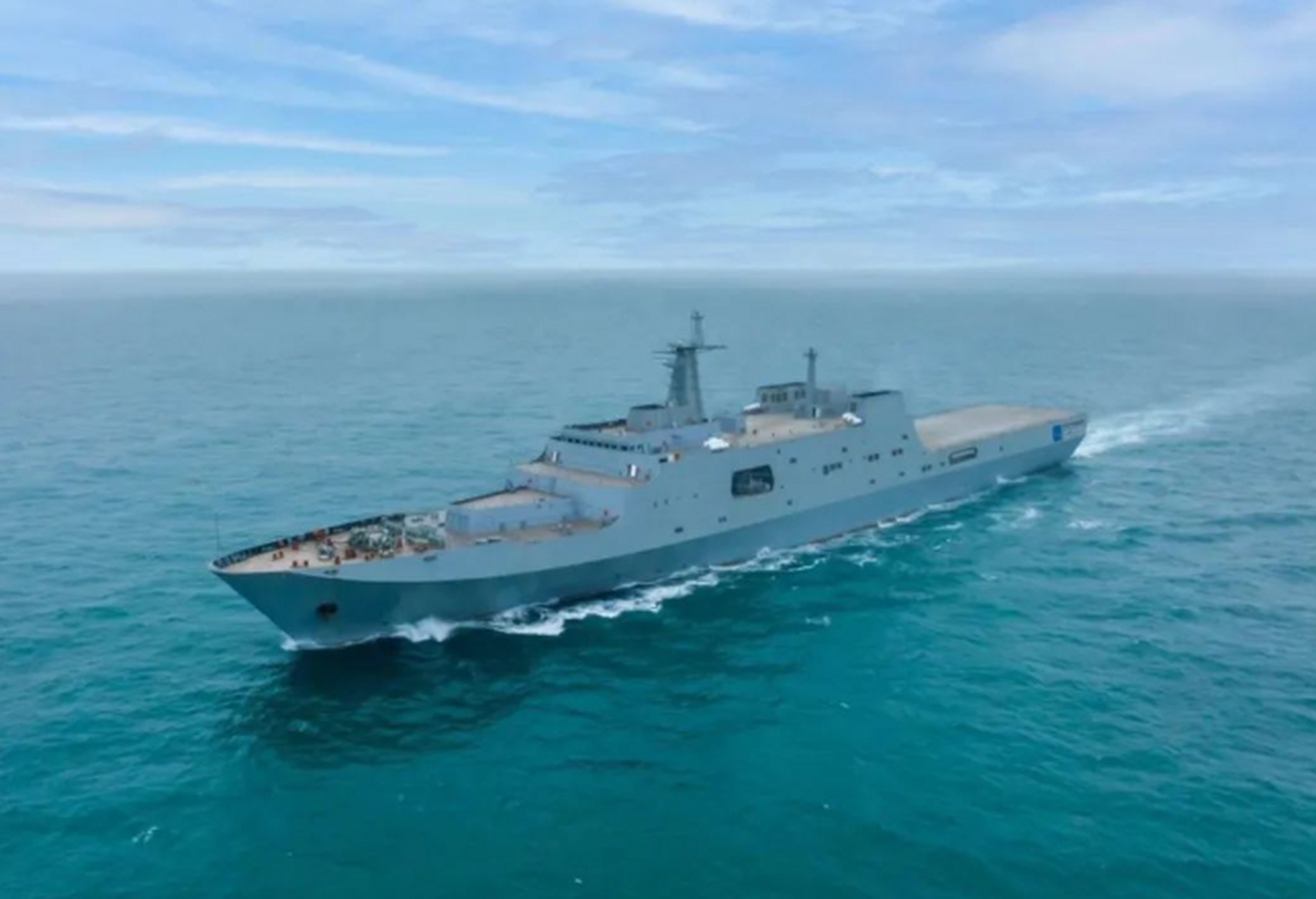 近日,由沪东中华造船厂建造的071et型船坞登陆舰交船仪式正式举行,将