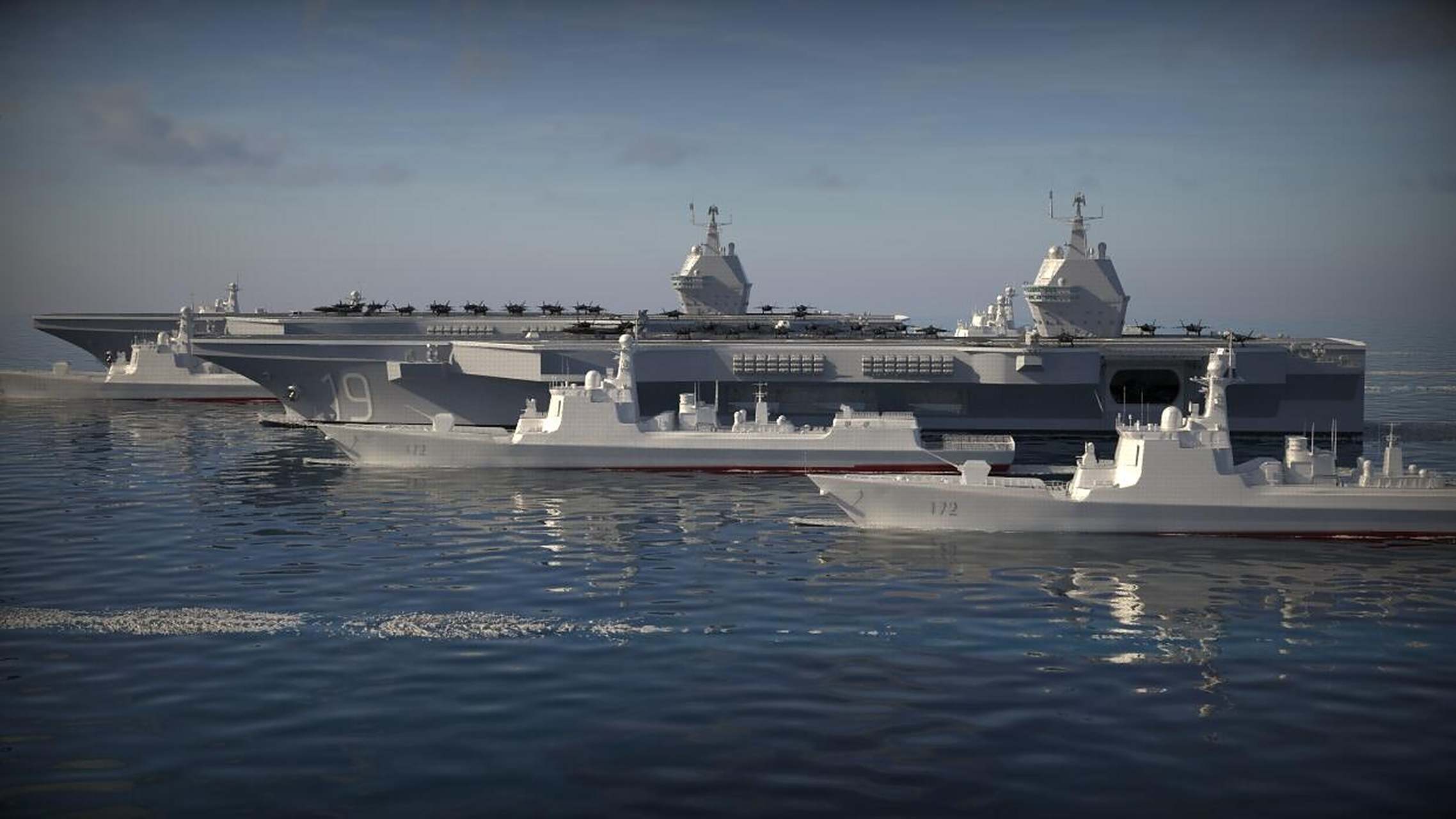 中船集团公布004核动力航母模型,采用直通甲板设计,取消了常规动力