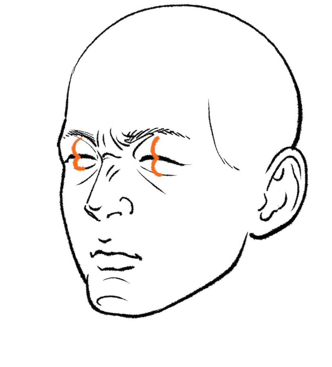 眯眯眼的由来,作为结构的简化版,图出外轮廓的剪影结构,眼睛闭合时的