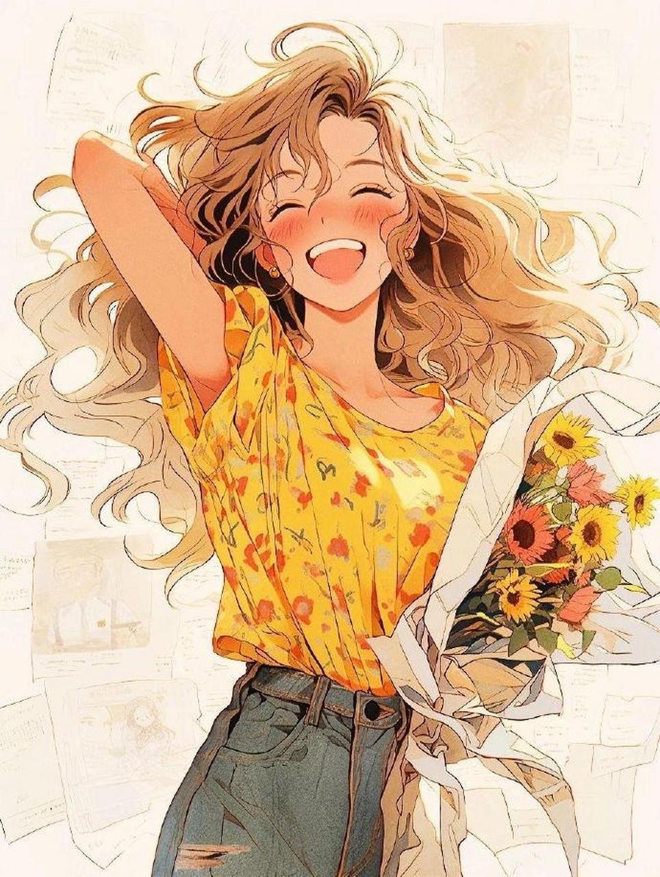 暖色系列治愈少女头像9720