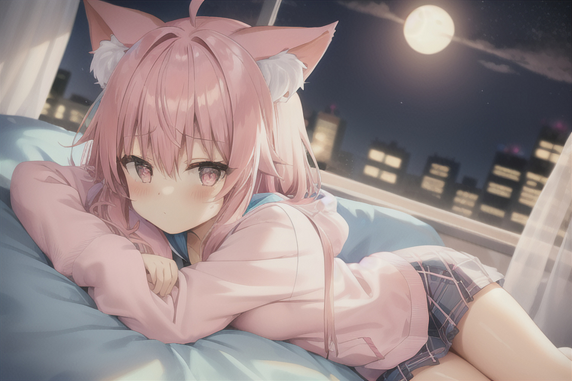 粉毛猫耳娘[开心] #二次元