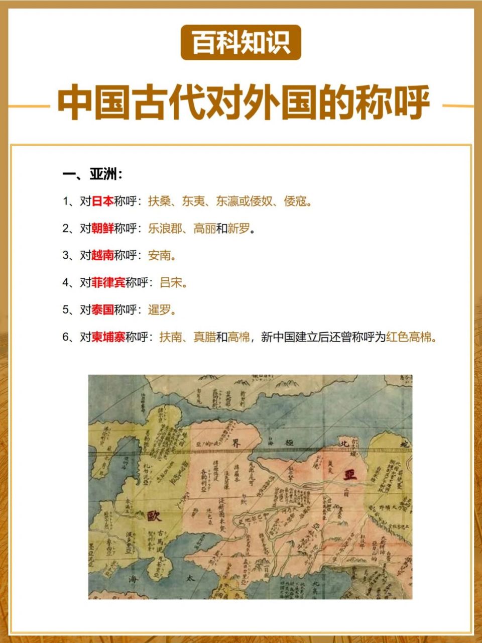 中国古代对世界各国的称呼!