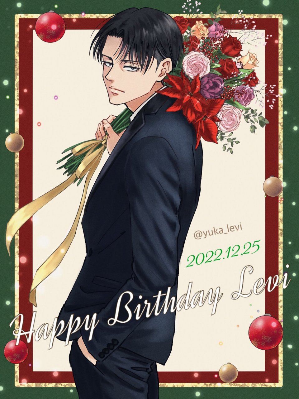 利威尔兵长生日快乐,推特2022生日贺图! #进击的巨人