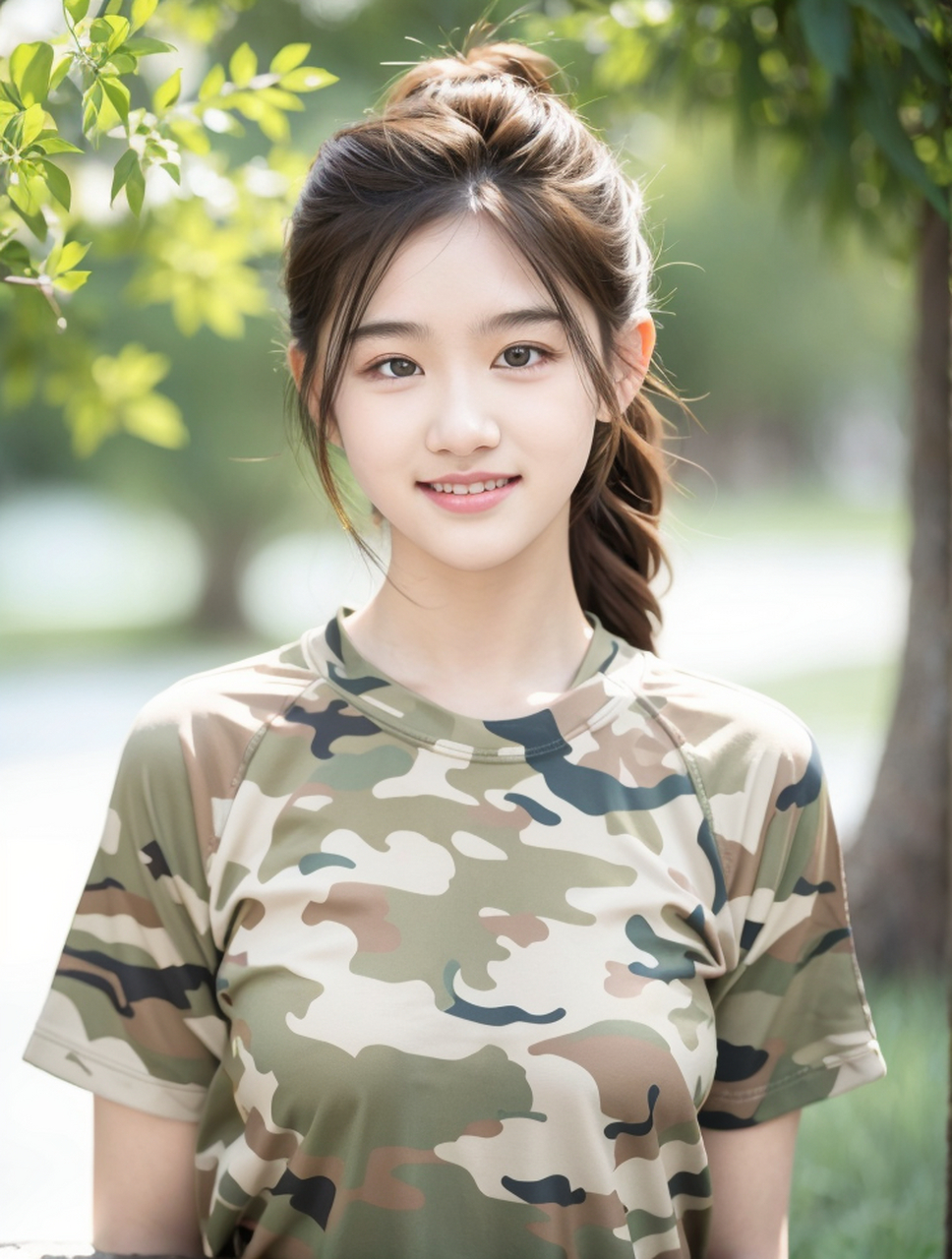 绝色美少女迷彩服写真照片,漂亮小姐姐高清摄影艺术照#养眼美女