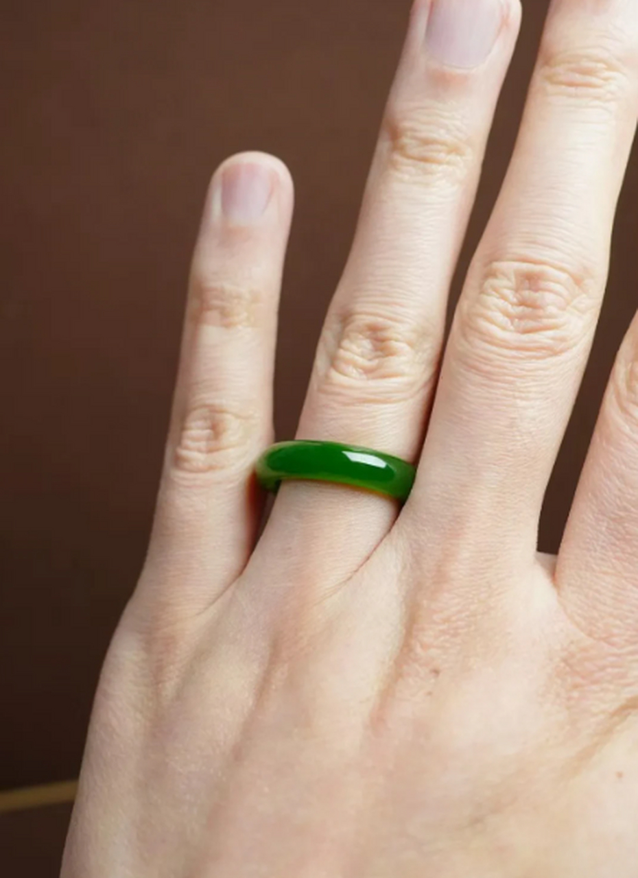 点击头像看直播##和田玉#和田玉碧玉正阳绿 指环